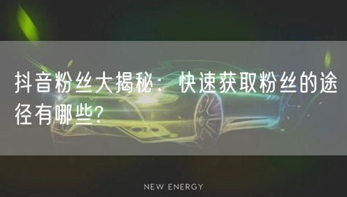 抖音粉丝大揭秘：快速获取粉丝的途径有哪些?
