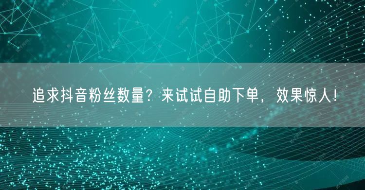 追求抖音粉丝数量？来试试自助下单，效果惊人！
