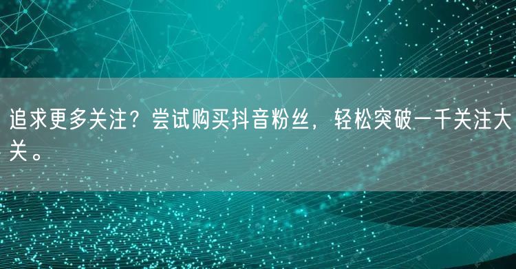 追求更多关注？尝试购买抖音粉丝，轻松突破一千关注大关。