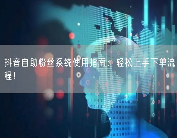抖音自助粉丝系统使用指南：轻松上手下单流程！