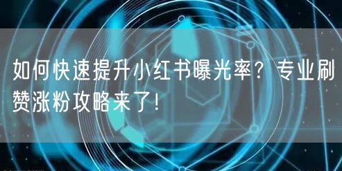 如何快速提升小红书曝光率？专业刷赞涨粉攻略来了！