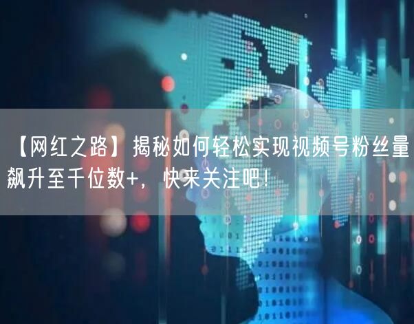 【网红之路】揭秘如何轻松实现视频号粉丝量飙升至千位数+，快来关注吧！