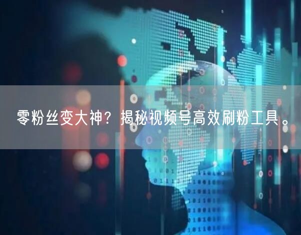 零粉丝变大神？揭秘视频号高效刷粉工具。