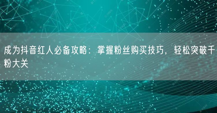 成为抖音红人必备攻略：掌握粉丝购买技巧，轻松突破千粉大关
