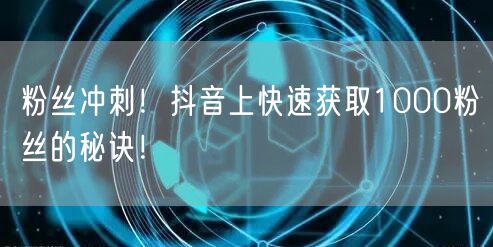 粉丝冲刺！抖音上快速获取1000粉丝的秘诀！