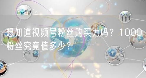 想知道视频号粉丝购买力吗？1000粉丝究竟值多少？