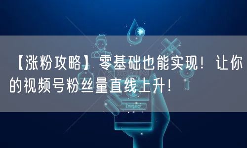 【涨粉攻略】零基础也能实现！让你的视频号粉丝量直线上升！
