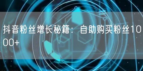 抖音粉丝增长秘籍：自助购买粉丝1000+