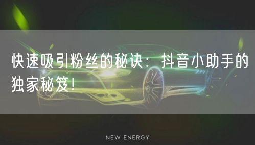 快速吸引粉丝的秘诀：抖音小助手的独家秘笈！