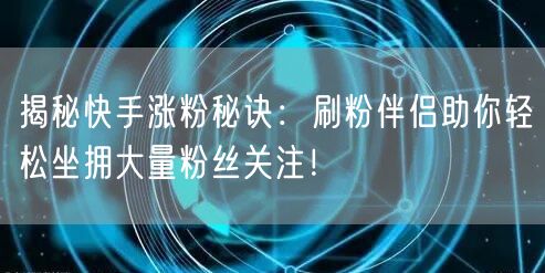 揭秘快手涨粉秘诀：刷粉伴侣助你轻松坐拥大量粉丝关注！