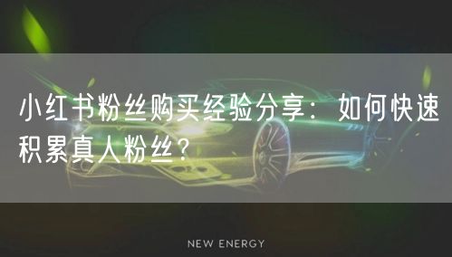 小红书粉丝购买经验分享：如何快速积累真人粉丝？