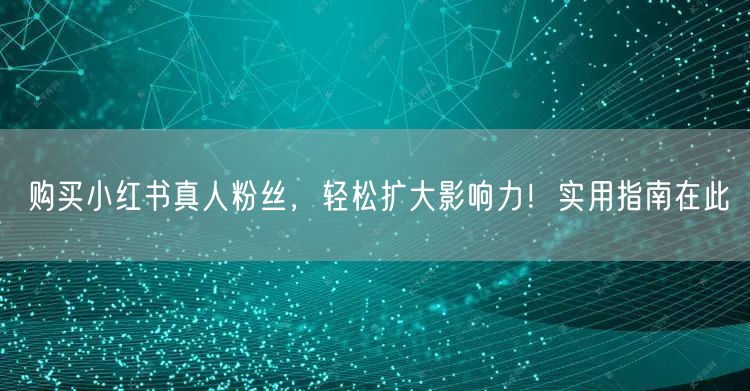 购买小红书真人粉丝，轻松扩大影响力！实用指南在此