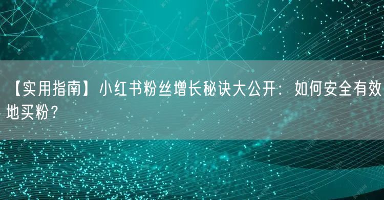 【实用指南】小红书粉丝增长秘诀大公开：如何安全有效地买粉？
