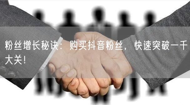 粉丝增长秘诀：购买抖音粉丝，快速突破一千大关！