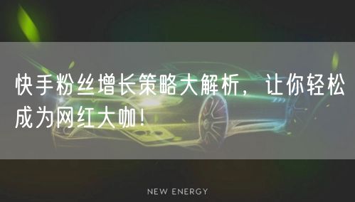 快手粉丝增长策略大解析，让你轻松成为网红大咖！