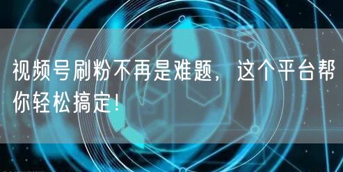 视频号刷粉不再是难题，这个平台帮你轻松搞定！