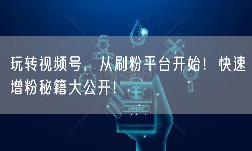 玩转视频号，从刷粉平台开始！快速增粉秘籍大公开！