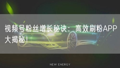 视频号粉丝增长秘诀：高效刷粉APP大揭秘！