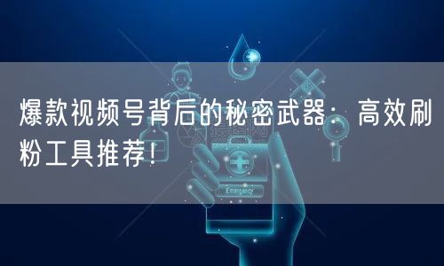 爆款视频号背后的秘密武器：高效刷粉工具推荐！