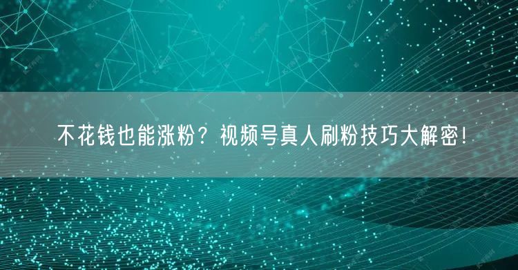 不花钱也能涨粉？视频号真人刷粉技巧大解密！