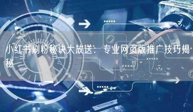 小红书刷粉秘诀大放送：专业网页版推广技巧揭秘
