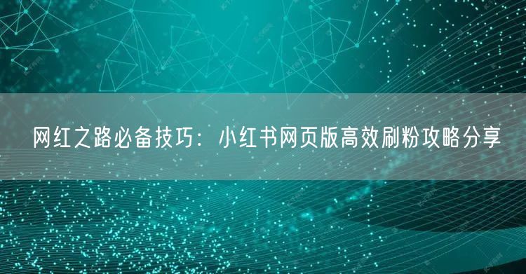 网红之路必备技巧：小红书网页版高效刷粉攻略分享
