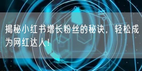 揭秘小红书增长粉丝的秘诀，轻松成为网红达人！