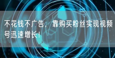 不花钱不广告，靠购买粉丝实现视频号迅速增长！