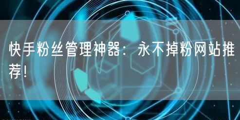 快手粉丝管理神器：永不掉粉网站推荐！