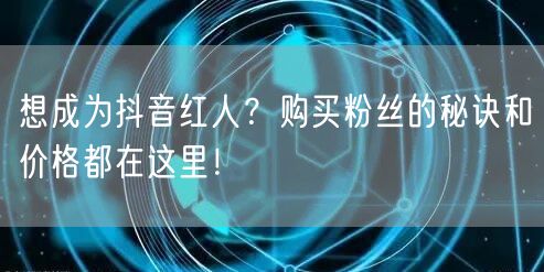 想成为抖音红人？购买粉丝的秘诀和价格都在这里！