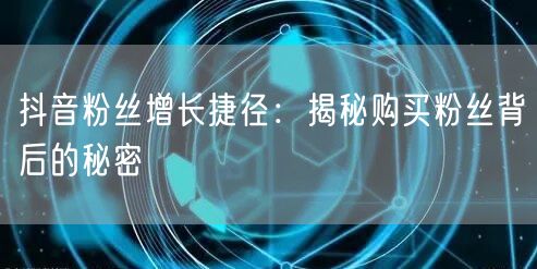 抖音粉丝增长捷径：揭秘购买粉丝背后的秘密