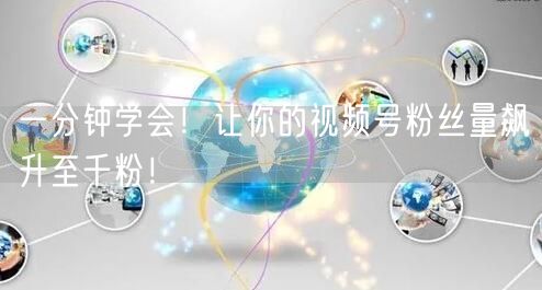 一分钟学会！让你的视频号粉丝量飙升至千粉！