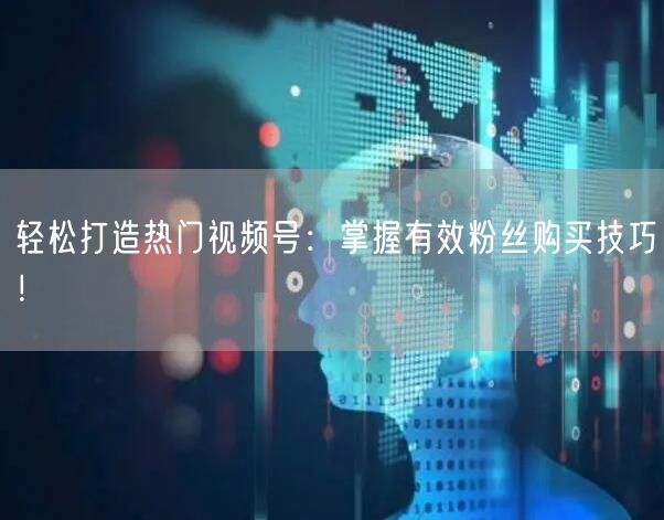 轻松打造热门视频号:掌握有效粉丝购买技巧!